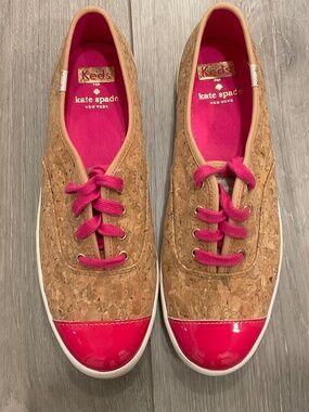 KEDS X KATE SPADE NEW YORK  Corkie Champion Sneaker Cork Pink Cap Toe Sz 8 NEW